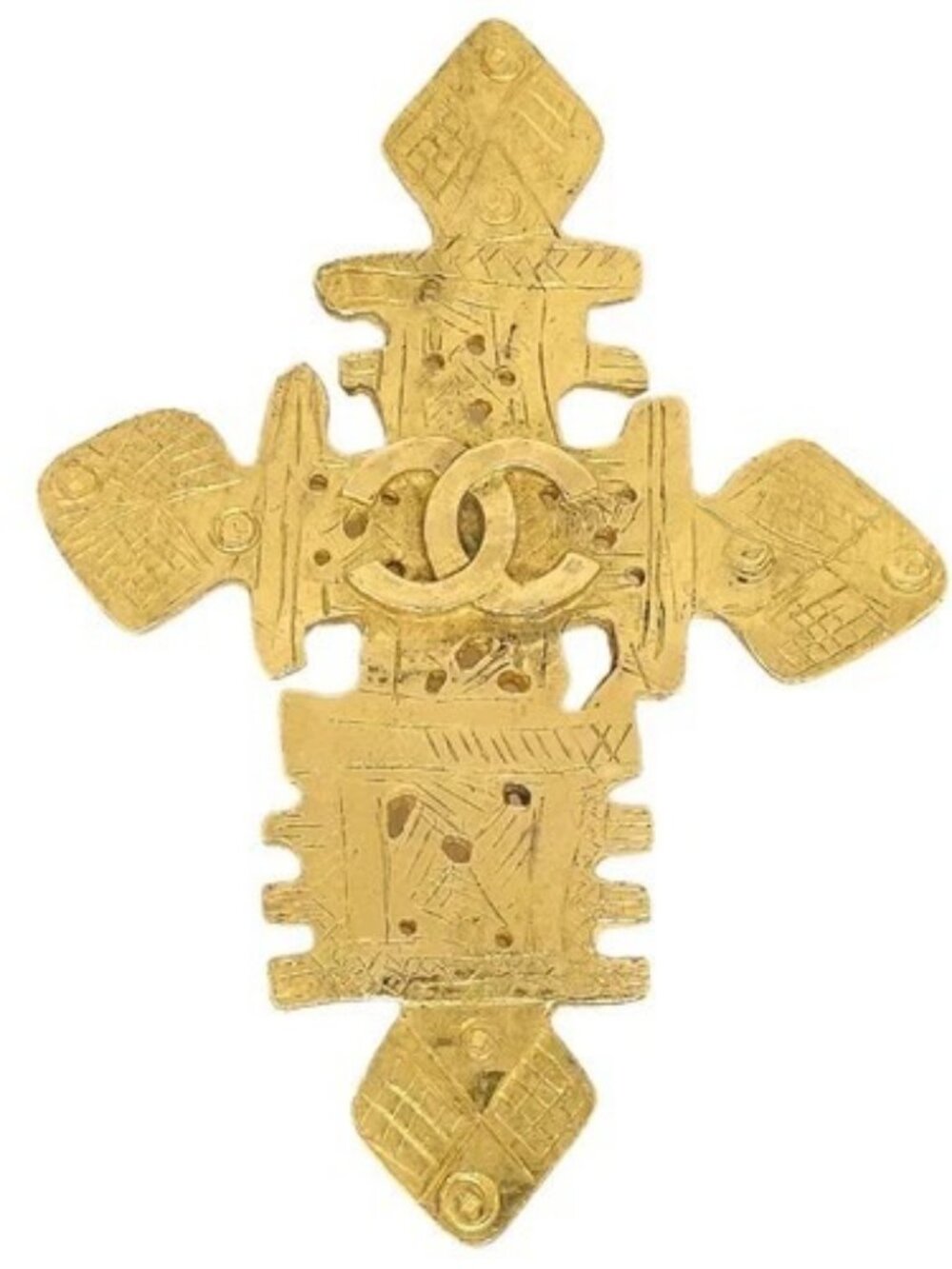 Chanel Cross Brooch Pin Gold 94P 167445